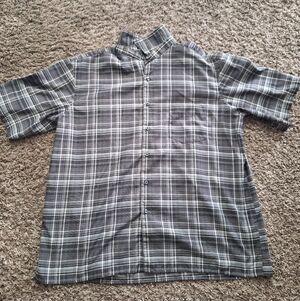George Men's Black and White Plaid Button Down Shirt "XL"